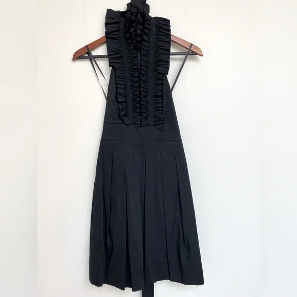 BCBGMaxAzria | Dresses | Bcbgmaxazria Black Ruffle Tuxedo Halter Dresssize  6p Back Is Openties In Back | Poshmark